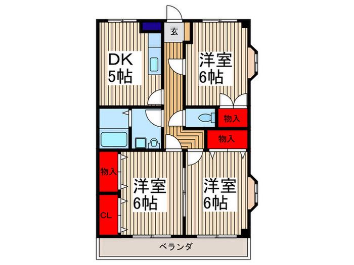 宮地コーポ(3DK/1階)の間取り写真