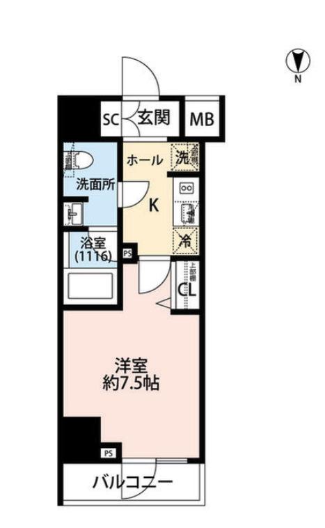 マイナビステイ芝浦(1K/7階)の間取り写真