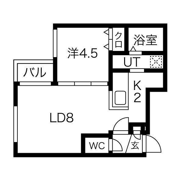 キングハウス豊平4条9丁目(1LDK/4階)の間取り写真