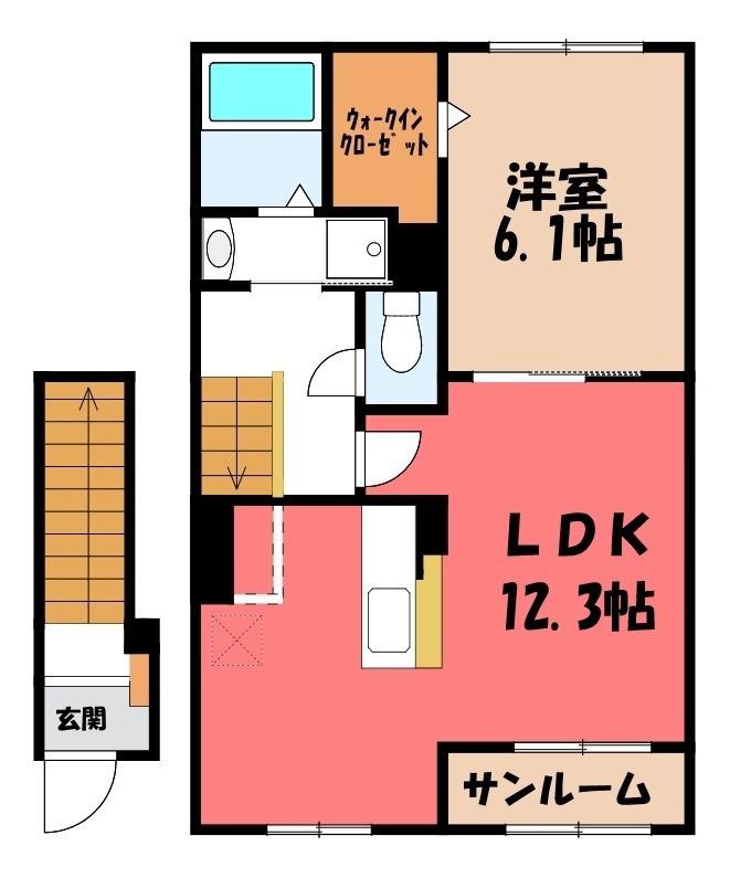 ウエスト.ゲート II(1LDK/2階)の間取り写真