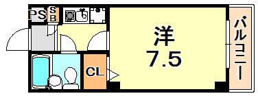 コスミック(1K/2階)の間取り写真