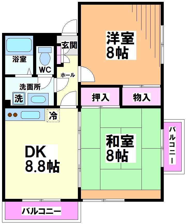 JLBグランエクリュ明大前(2DK/2階)の間取り写真