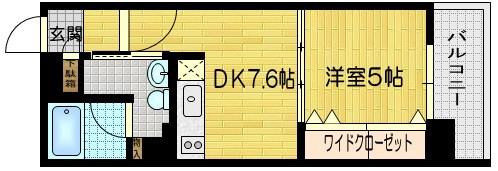 G-CREST京都四条烏丸(1DK/4階)の間取り写真