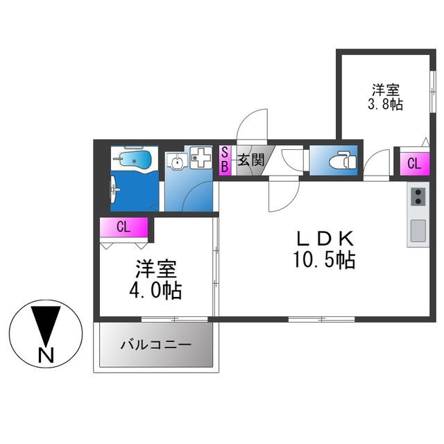 D PORTA MODERNO(2LDK/3階)の間取り写真