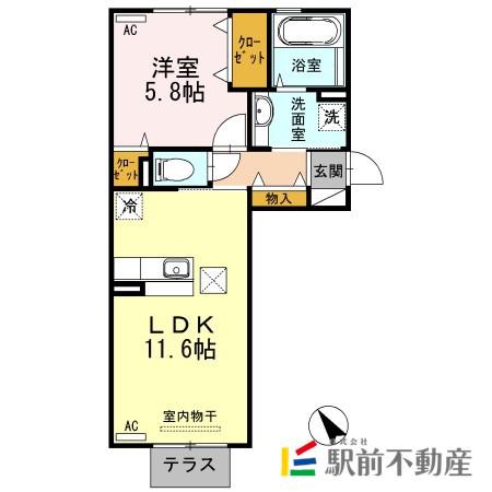 サニーヒルズ(1LDK/1階)の間取り写真