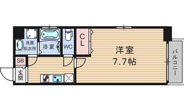 レオンコンフォート難波ミラージュ(1K/2階)の間取り写真