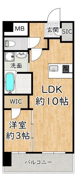 レジュールアッシュ塚本レジデンス(1LDK/10階)の間取り写真