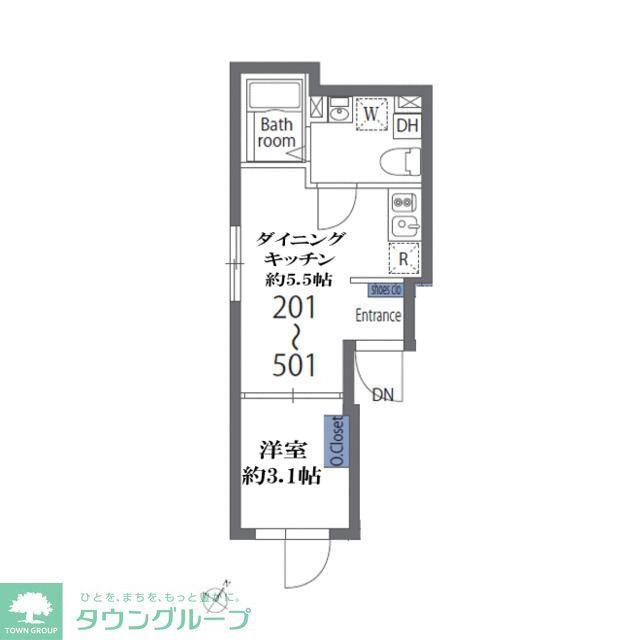 フォンターナ日本堤(1DK/3階)の間取り写真