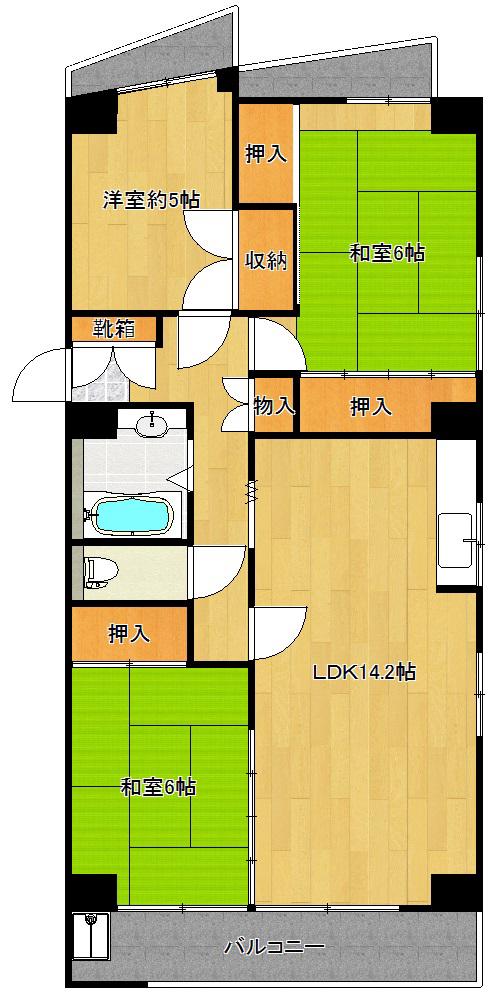 日生行徳マンション(3LDK/4階)の間取り写真