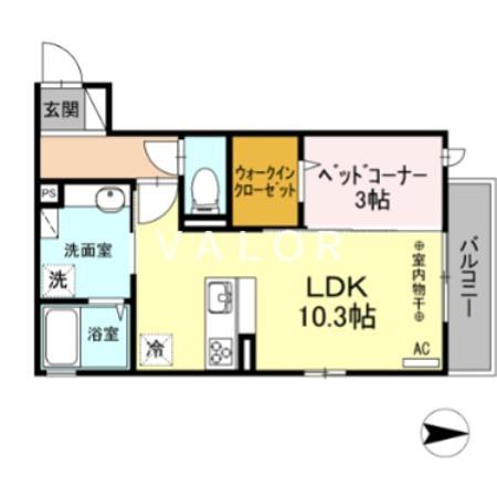 サンフェリーチェ海老名(1LDK/3階)の間取り写真
