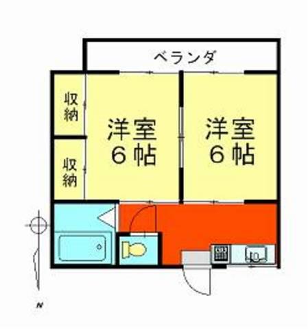 エメラルドグリーンハイツ(2K/1階)の間取り写真