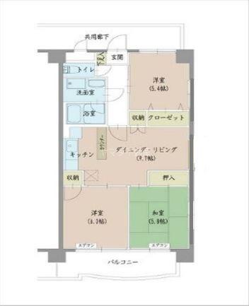 ティアール小相木(3LDK/4階)の間取り写真