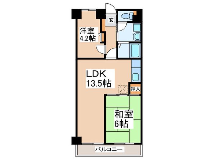 クローバーハイツ市岡(2LDK/7階)の間取り写真
