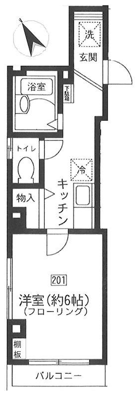 東京メトロ銀座線 末広町駅(東京) 徒歩3分 4階建 築24年(1K/2階)の間取り写真