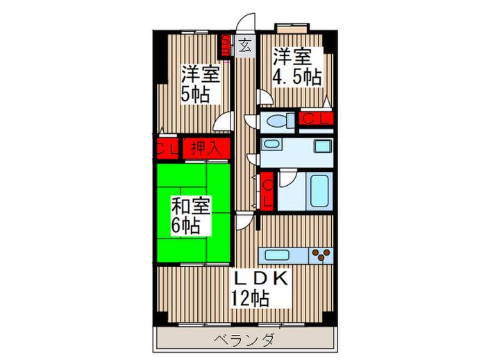 SGKマンション パピオール(3LDK/5階)の間取り写真