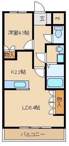 グランドハイム(1LDK/2階)の間取り写真