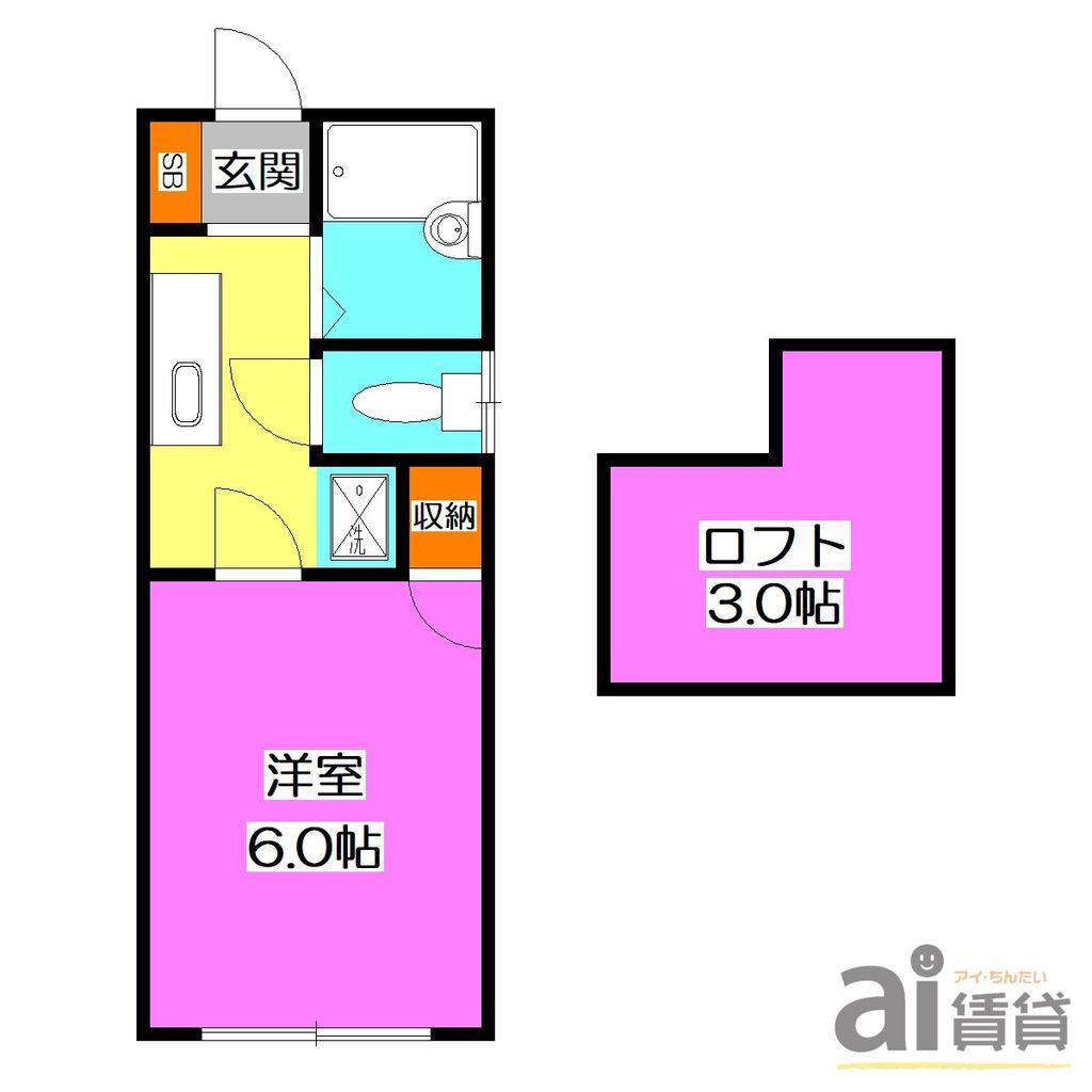 AIFORT.東村山III(1K/1階)の間取り写真