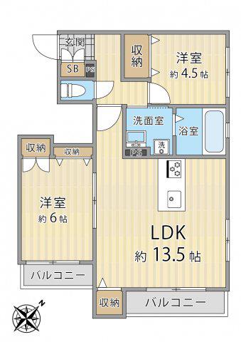 ヘーベルメゾン阿佐ヶ谷(2LDK/2階)の間取り写真