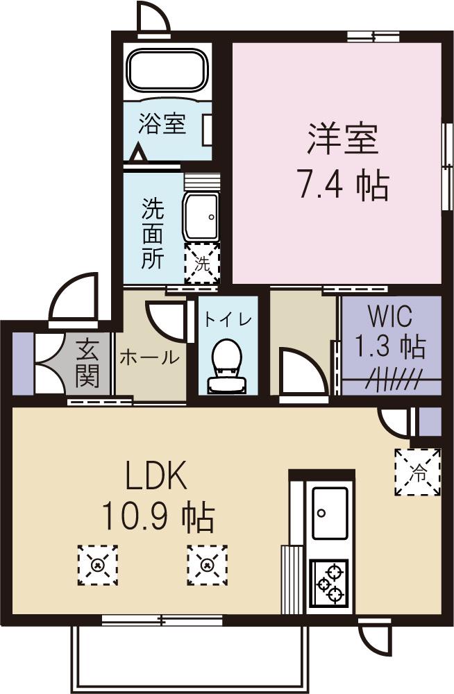 アミコート(1LDK/2階)の間取り写真