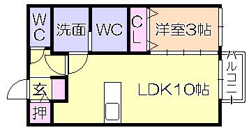 グロワール東合川(1LDK/2階)の間取り写真