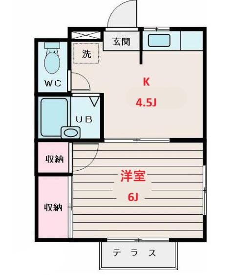 平井ハイツ(1K/1階)の間取り写真