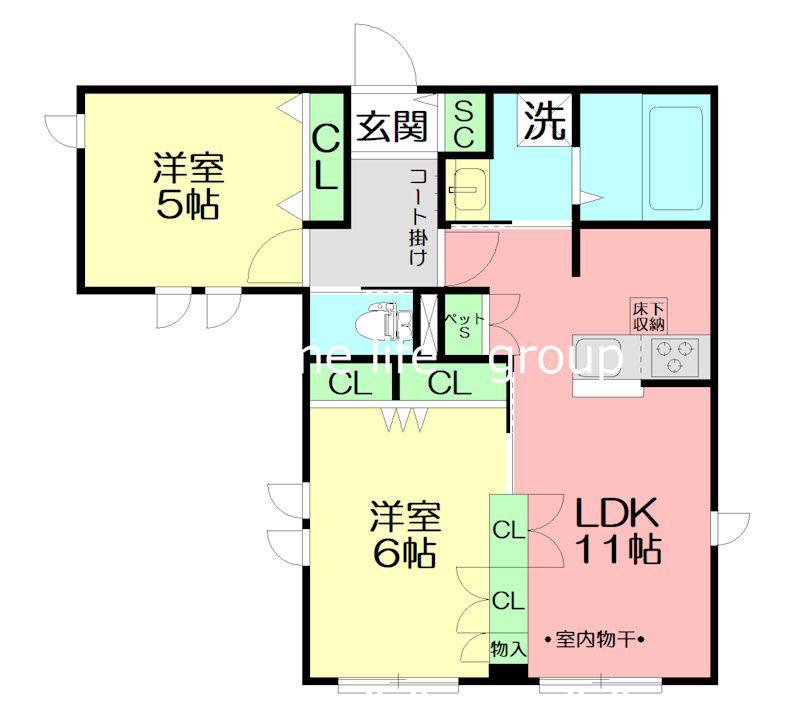 ヘーベルメゾン平和町(2LDK/1階)の間取り写真