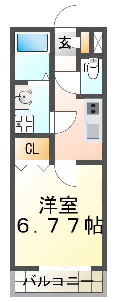 ソルディア垂水(1K/2階)の間取り写真
