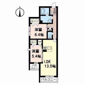 SMH瑞光(2LDK/2階)の間取り写真