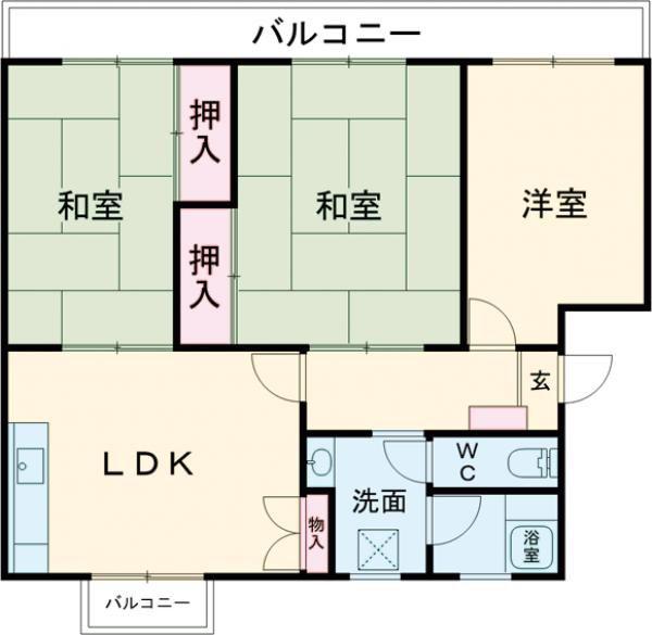 柿の生マンション(3DK/2階)の間取り写真