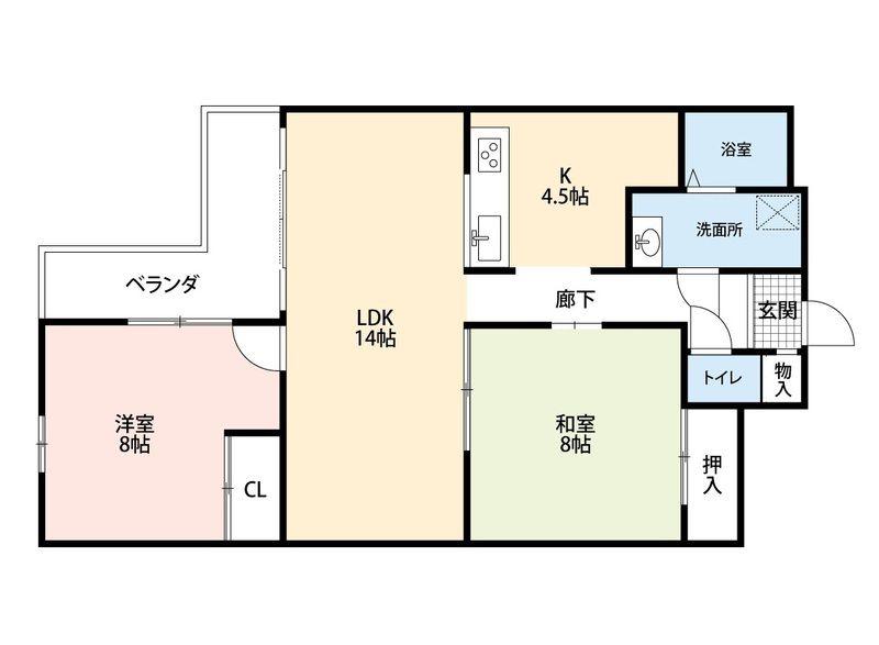 古河平丘台マンション(2LDK/7階)の間取り写真