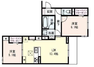 VILLA PARASORE(2LDK/3階)の間取り写真