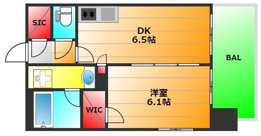 エステムコート中之島ゲートII(1DK/3階)の間取り写真