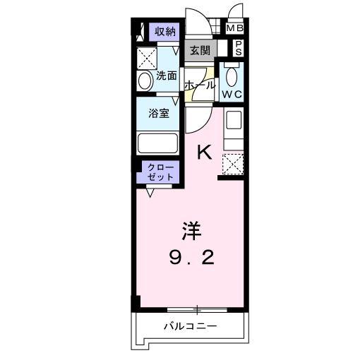 ヴィラージュ VI(ワンルーム/2階)の間取り写真