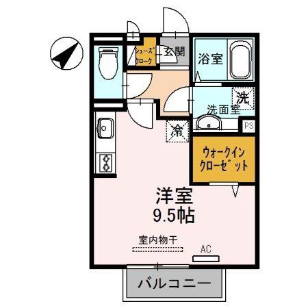 ドイスドゥアス(ワンルーム/2階)の間取り写真