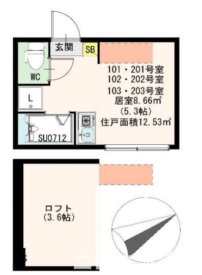 ハーモニーテラス志茂(ワンルーム/1階)の間取り写真