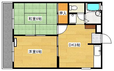 ドミールふじ(2DK/3階)の間取り写真