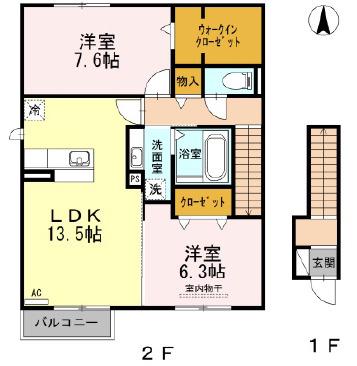 グランリガーレ(2LDK/2階)の間取り写真