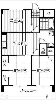 TKマンション那珂川(3DK/5階)の間取り写真