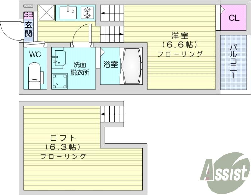 CLAIR福住(1K/2階)の間取り写真