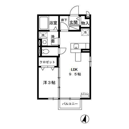 メゾンエスポワールAB(1LDK/2階)の間取り写真
