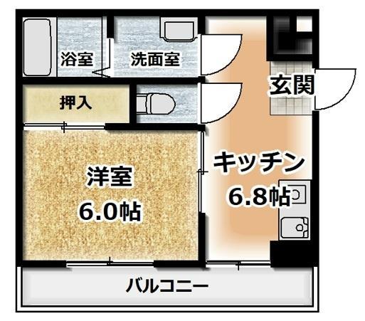 ルミウス恵美須(1DK/6階)の間取り写真