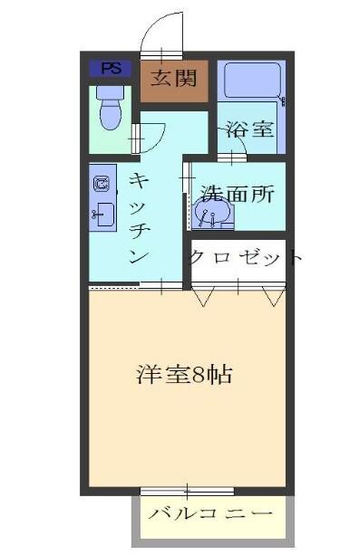 ヴァンテアン(1K/1階)の間取り写真