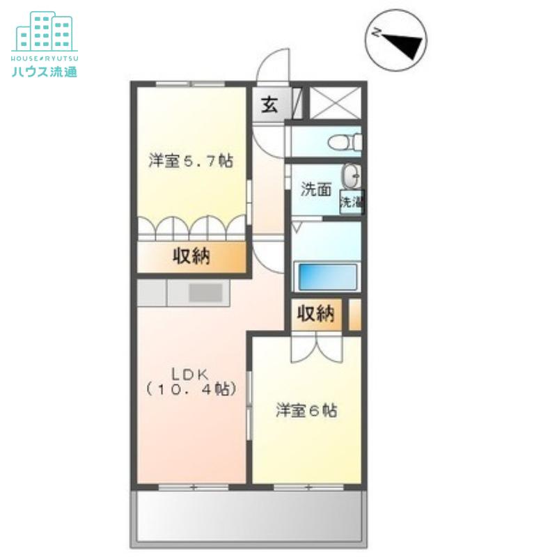 アヴニール北村(2LDK/2階)の間取り写真