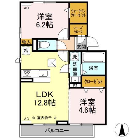 カーサ ラコルト(2LDK/1階)の間取り写真