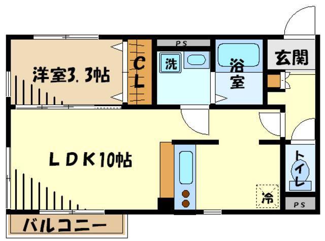 アムールアムール(1LDK/2階)の間取り写真