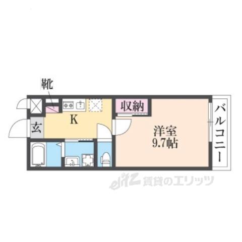 ライトハウス(1K/1階)の間取り写真