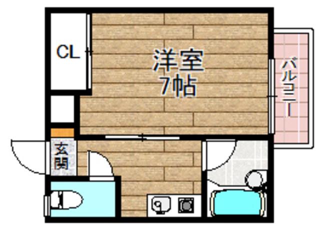 ハイツ平井(1K/1階)の間取り写真