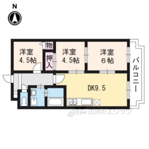 小西マンション(3LDK/3階)の間取り写真