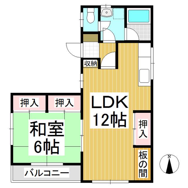 グリーンコーポラス青木島東棟(1LDK/2階)の間取り写真