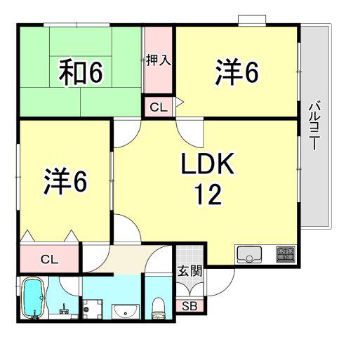 インデクレイト武庫(3LDK/2階)の間取り写真